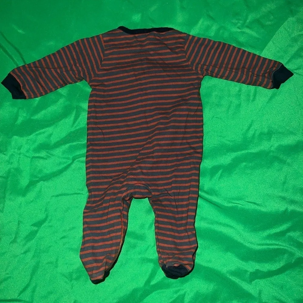 Gerber Navy and Red Striped Dinosaur Footie size Newborn